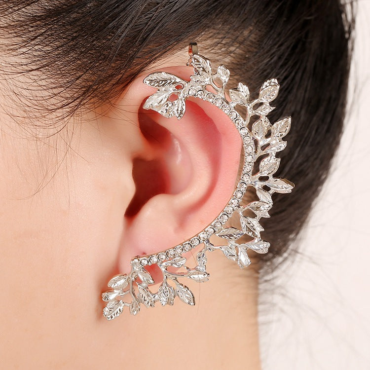 European And American Personality Unilateral Leaf Tassel Earrings