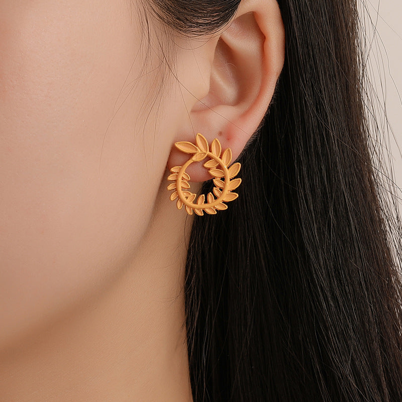 Round Leaves Vine Dangle Earrings Jewelry Accessories Girls Fashion Accessory