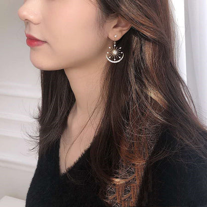 Star in Moon Drop Ear Dangle Fashion Earrings for Women Party Jewelry Gift