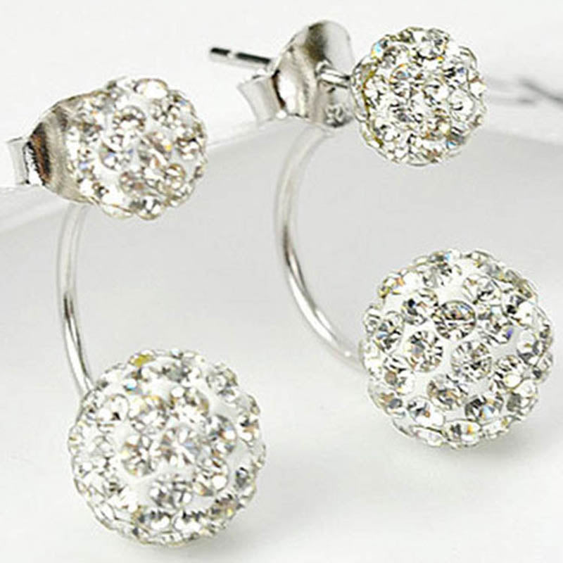 Crystal Ball Stud Earrings Women Charm Girl Earring Studs Party Wedding jewelry Gift Fashion Stylish Accessories