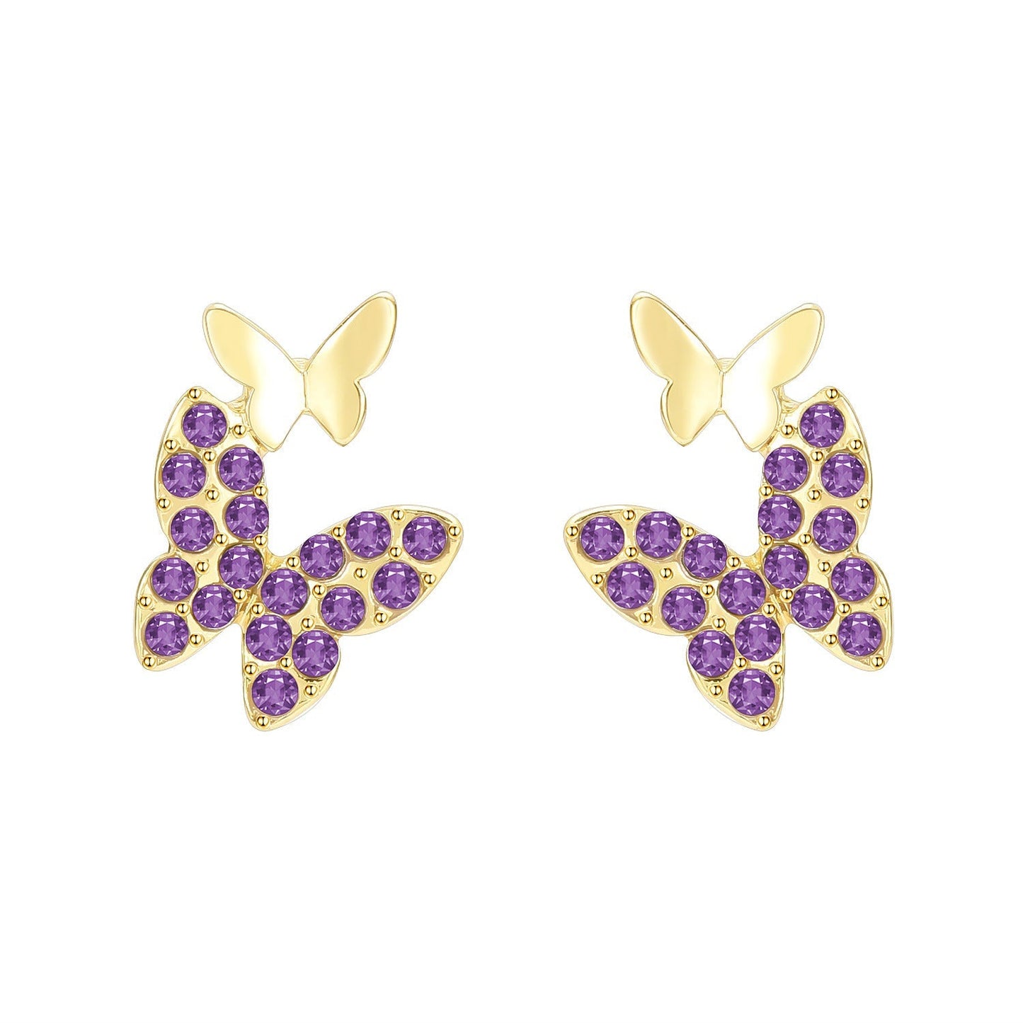 Purple Butterfly Stud Earrings for Girls Women Stud Jewelry Gift Accessories