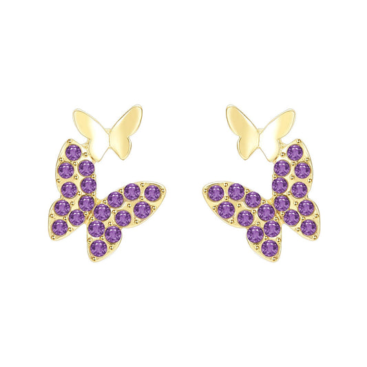 Purple Butterfly Stud Earrings for Girls Women Stud Jewelry Gift Accessories