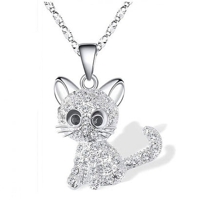 Love Color Cat Diamond Pendant Necklace