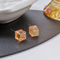 Glitter 3D Cube Stud Earrings Accessories Gift Women Girl Fashionable Jewelry