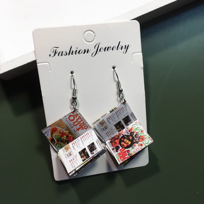 Random Magazine Ear Drop Earrings Dangle Women Fashion Jewelry Gift for Her