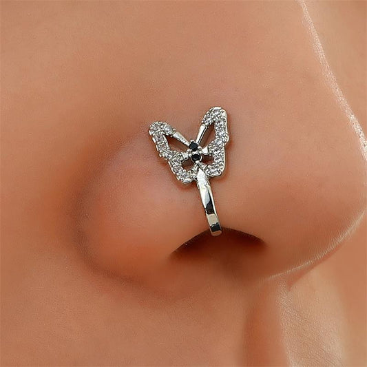 Personalized U-Shaped Diamond-Studded Butterfly European And American Non-Hole Nose Clip