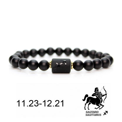 Natural Stone Bead Bracelet Male Frosted Black Agate