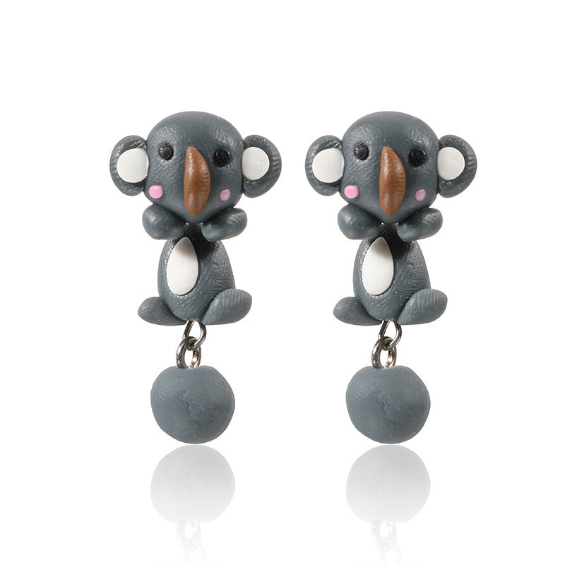 Animal Soft Clay Three-dimensional Cartoon Earrings