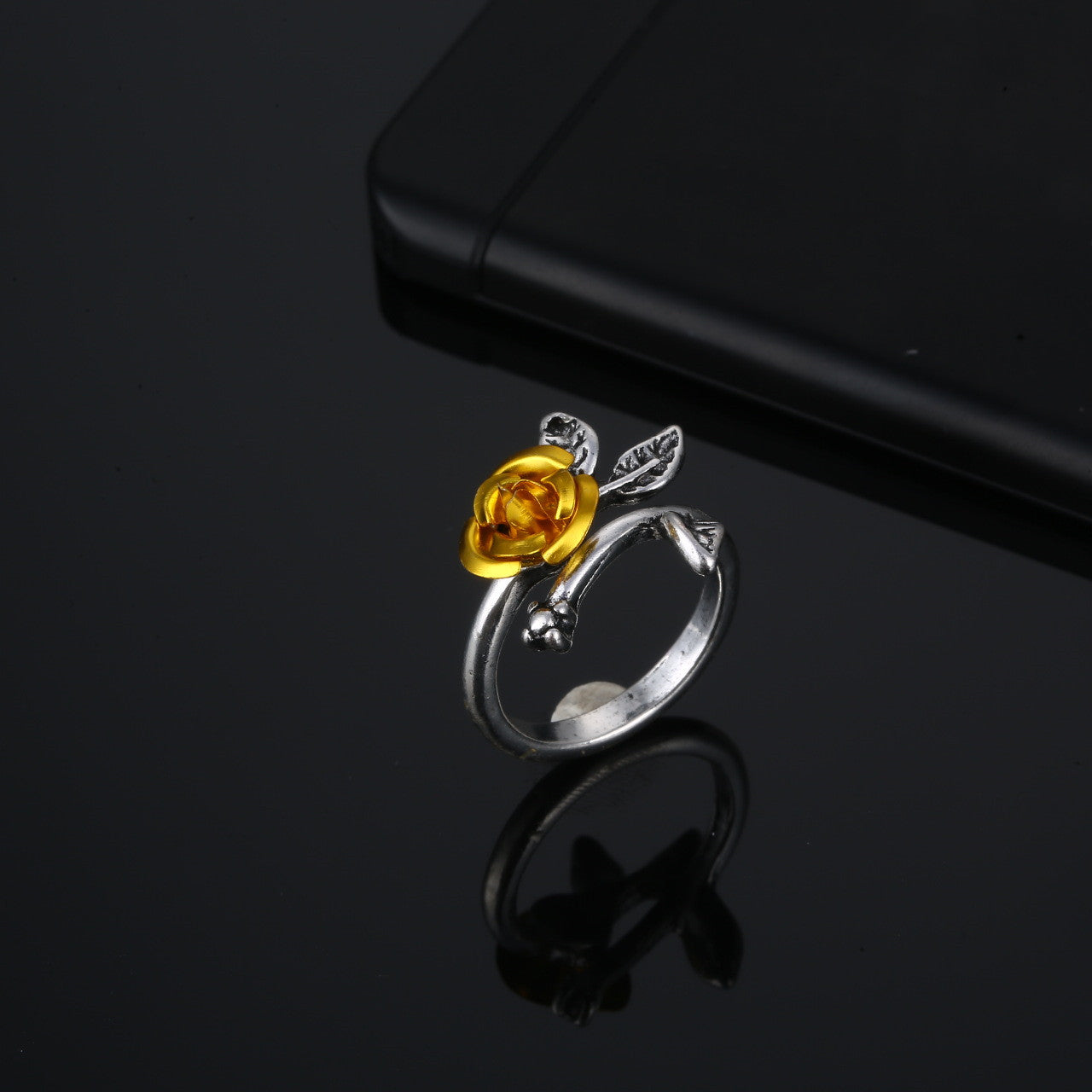 Alloy Personality Plant Ladies Rose Ring