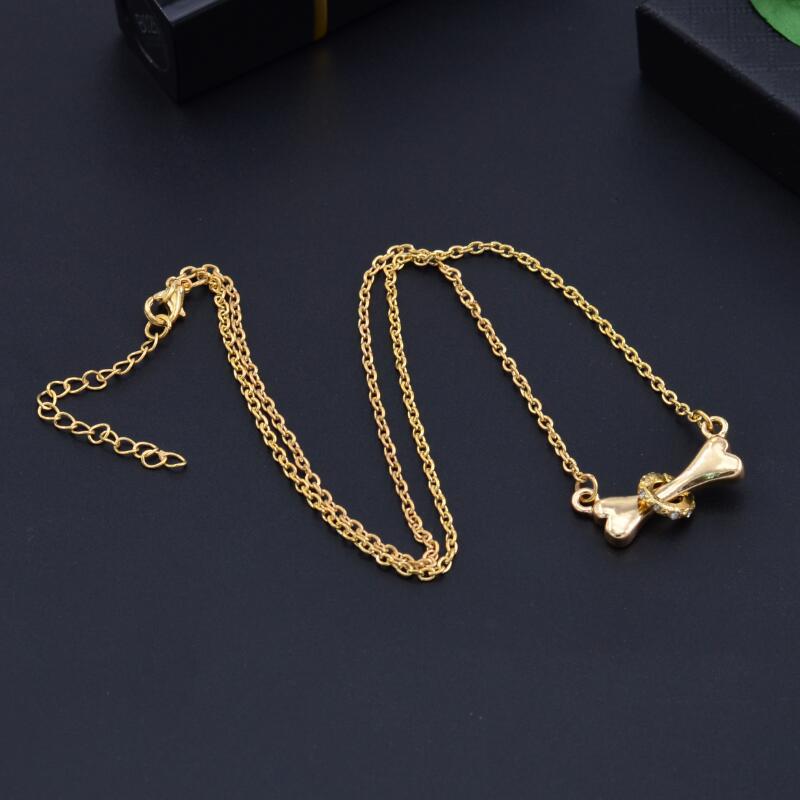 Jewelry Simple Diamond-studded Dog Bone Necklace