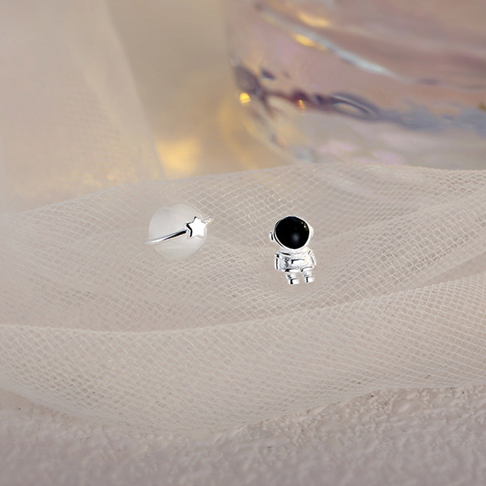 Astronaut Planet Mini Stud Earrings Cut Asymmetric Mini Earrings Ear Piercing