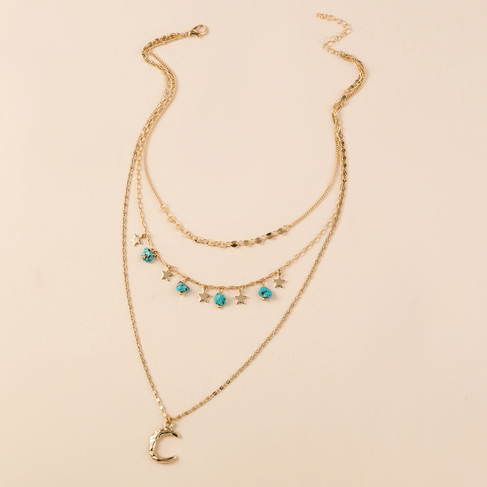 Turquoise Star Multi-layered Necklace