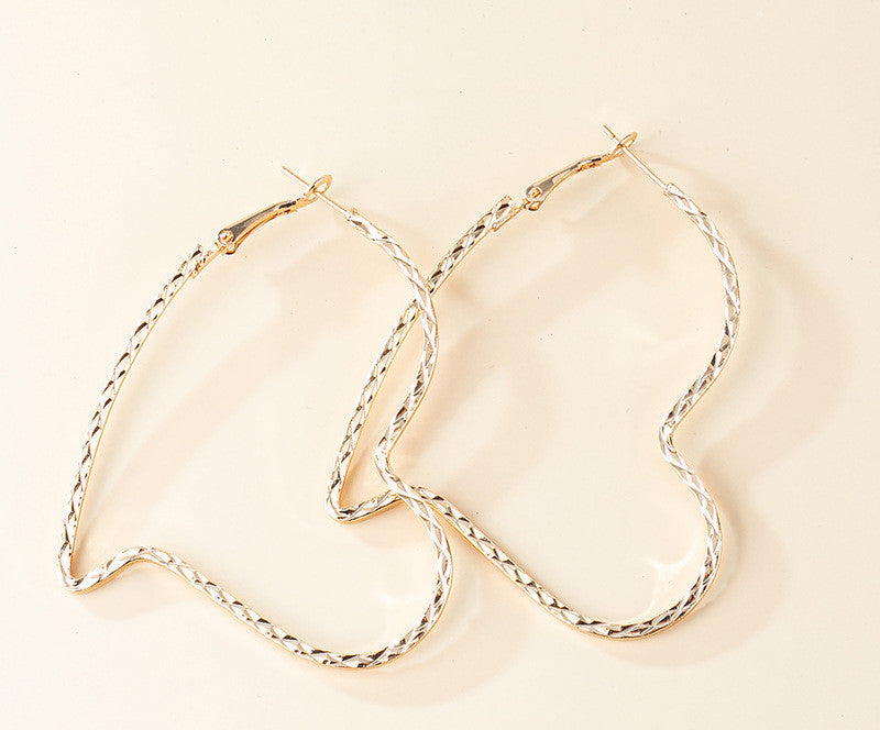 Bended Heart Drop Earrings Cute Dangle Earrings Women Jewelry Gift for Her