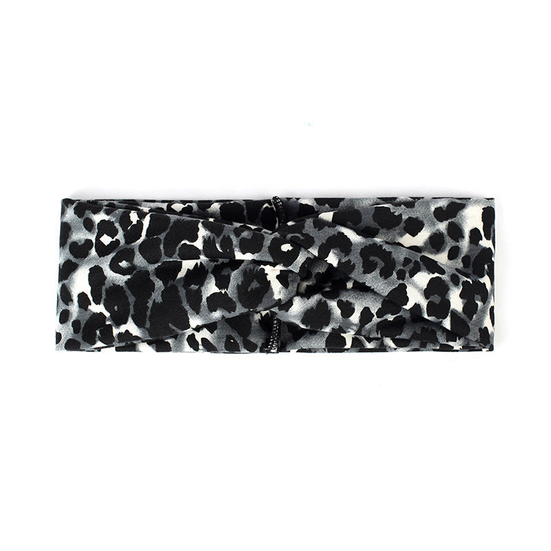 Leopard Print Cross-pull Headband With Wide Brim