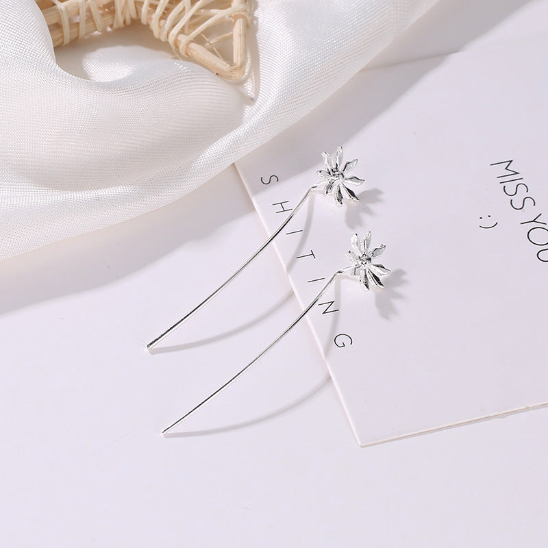 Flower Stem Stud Earrings Women Jewelry Mom Gift Everyday Wear Earrings