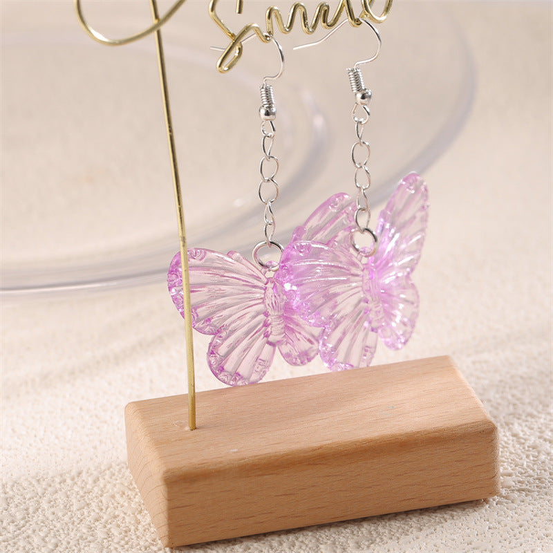 Purple Butterfly Drop Earrings Cute Dangle Earrings Women Jewelry Gift for Her