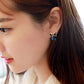 Navy Blue Bow Stud Earrings Women Fashionable Luxurious Earrings Jewelry