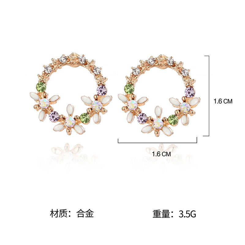 Flower Vine Wreath Stud Earrings Women Jewelry Mom Gift Everyday Wear Earrings