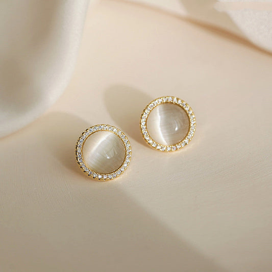 Rhinestone Faux Opal Stud Earrings Accessories Gift Women Girl Fashionable