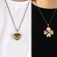 Retro Pure Copper Four-open Three-dimensional Heart-like Four-leaf Clover Pendant Bow Necklace