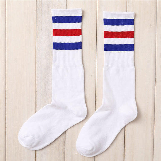 Three-bar Socks In Autumn And Winter Horizontal Strips In The Long Tube