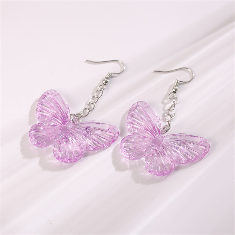 Purple Butterfly Drop Earrings Cute Dangle Earrings Women Jewelry Gift for Her