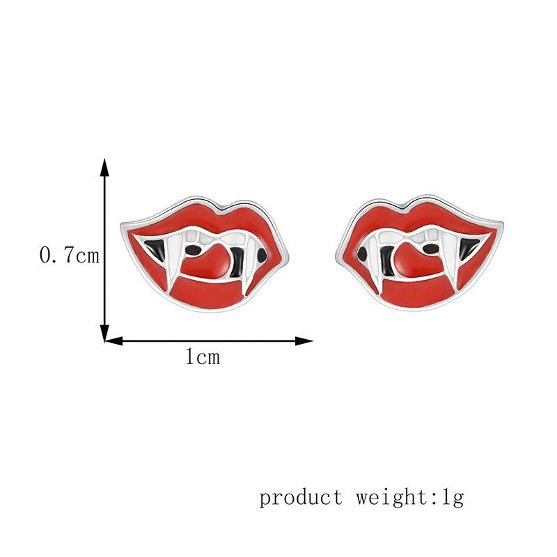 Lips Teeth Stud Earrings for Women Girls Fashion Earrings Piercing Jewelry