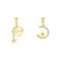 Planet Star Moon Mismatched Stud Earrings for Women Girls Fashion Earrings