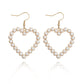 Imitation Pearl Heart Drop Ear Dangle Fashion Earrings for Women Party Jewelry
