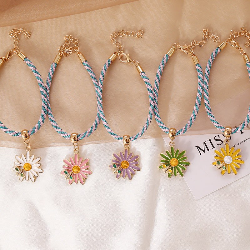 Small Daisy Bee Multicolor Twist Rope Bracelet Personality Creativity