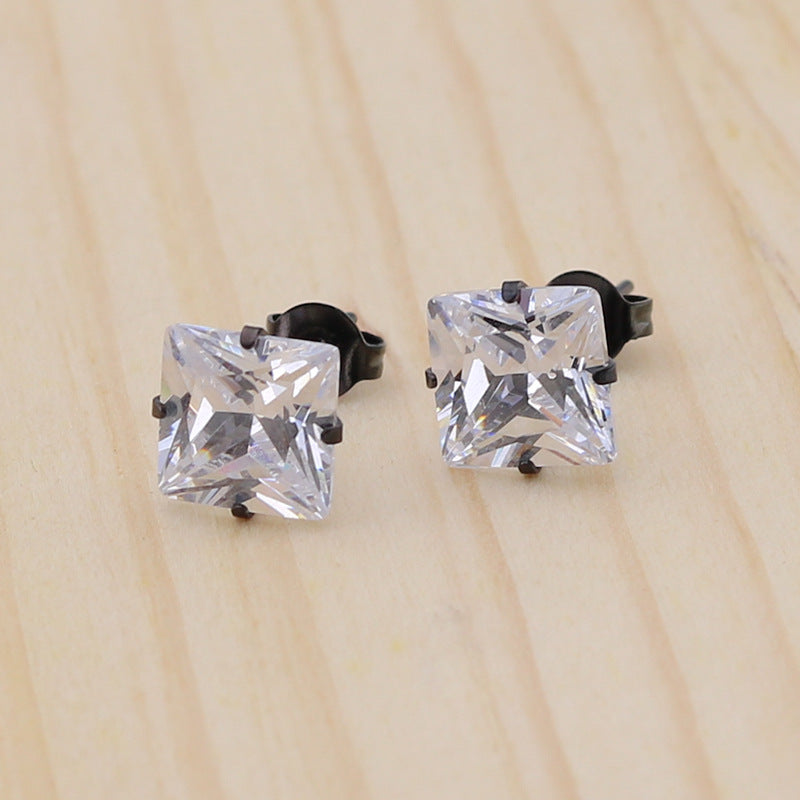Fashion Stainless Steel Four Claw Square Ear Studs