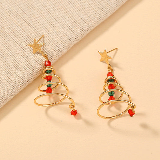 Christmas Earrings Cross-border Star Spiral Christmas Tree