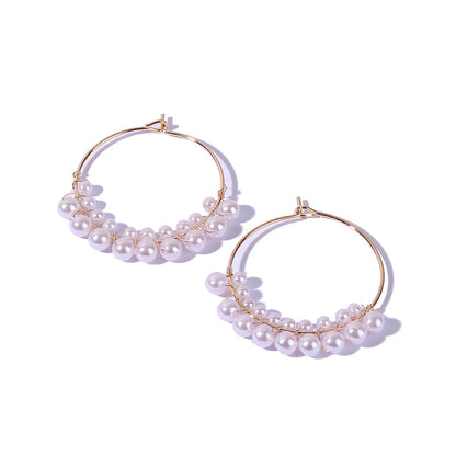 Imitation Pearl Hoop Earring Women Jewelry Mom Gift Everyday Wear Earrings