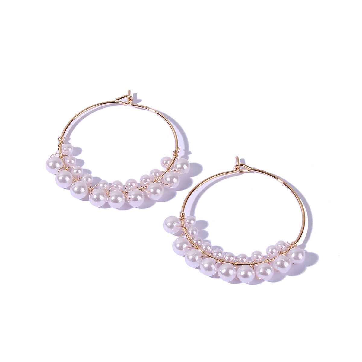 Imitation Pearl Hoop Earring Women Jewelry Mom Gift Everyday Wear Earrings