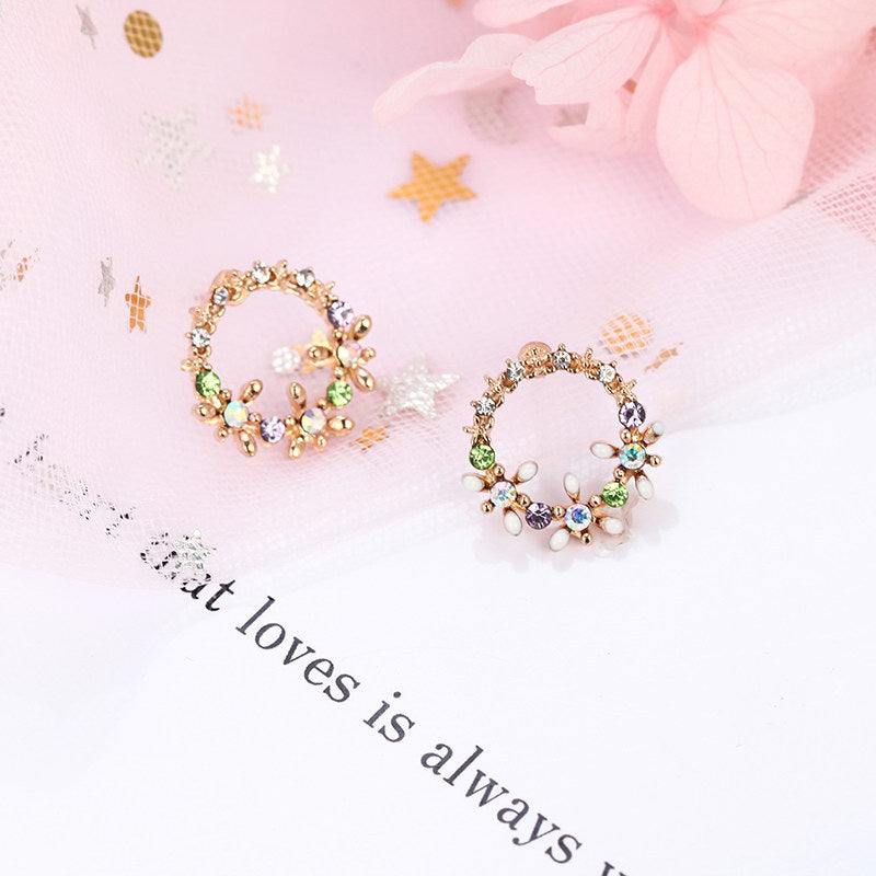 Flower Vine Wreath Stud Earrings Women Jewelry Mom Gift Everyday Wear Earrings