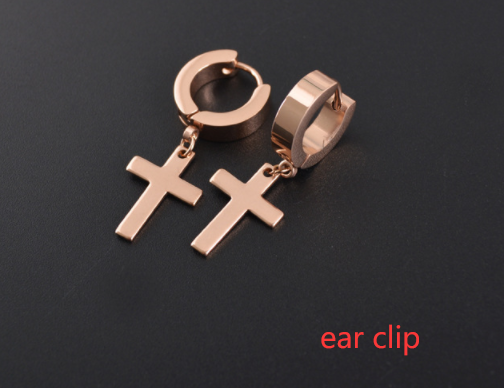 Titanium steel cross earrings