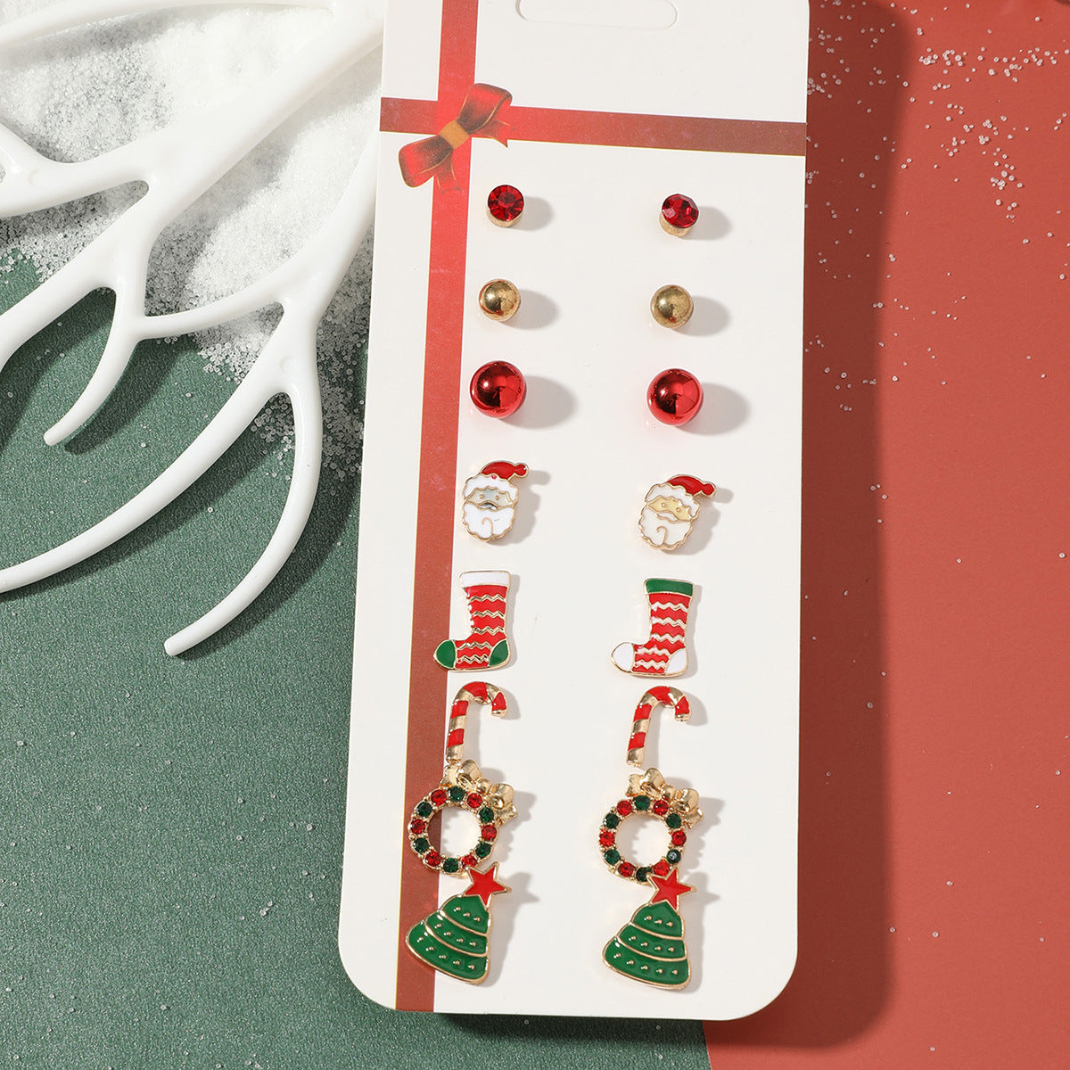 Christmas Earrings Set Fashion Cartoon Elk