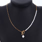 Elegant Natural Freshwater Pearl Necklace For Women Gold Chunky Link Chain Asymmety Toggle Clasp Circle Chokers Necklace