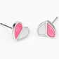 Half White Pink Heart Stud Earrings Accessories Gift Women Girl Fashionable