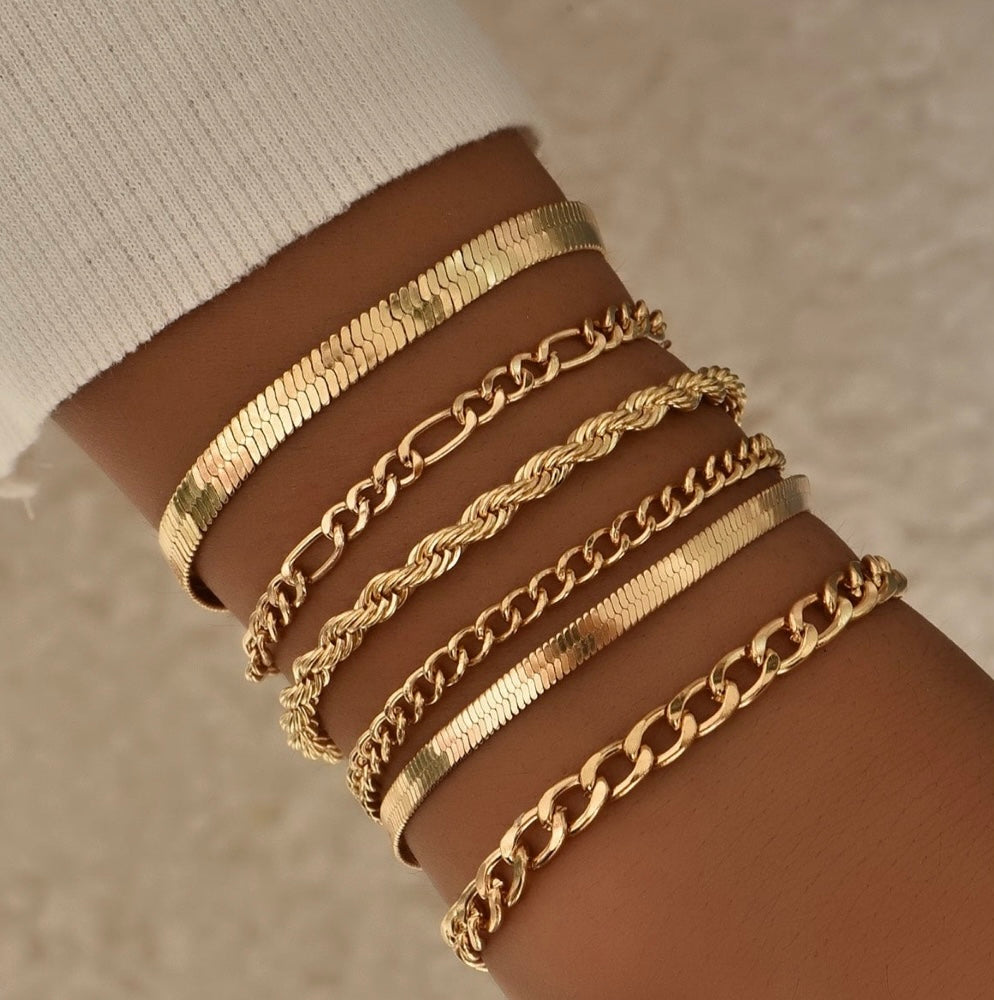 6pcs bangles Bracelet Sets Bangle Women Chain Hand Jewelry