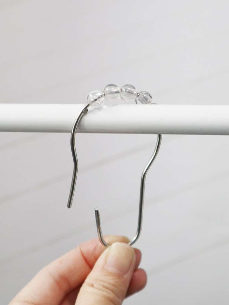 12pcs Shower Curtain Rings Bath Roller Shower Hooks Glide Bathroom Accessories