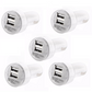 5pcs Dual USB Port Car Charger Adapter 2.1A Car Charger Adapter, USB Multi Port Cigarette Lighter Fast Charging Power Block Plug for iPhone 15 14 13 Pro Max, Samsung Galaxy S21 Ultra S8, LG, Moto