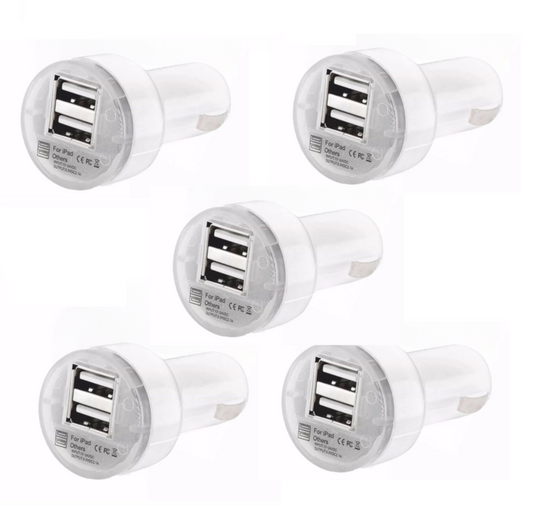 5pcs Dual USB Port Car Charger Adapter 2.1A Car Charger Adapter, USB Multi Port Cigarette Lighter Fast Charging Power Block Plug for iPhone 15 14 13 Pro Max, Samsung Galaxy S21 Ultra S8, LG, Moto